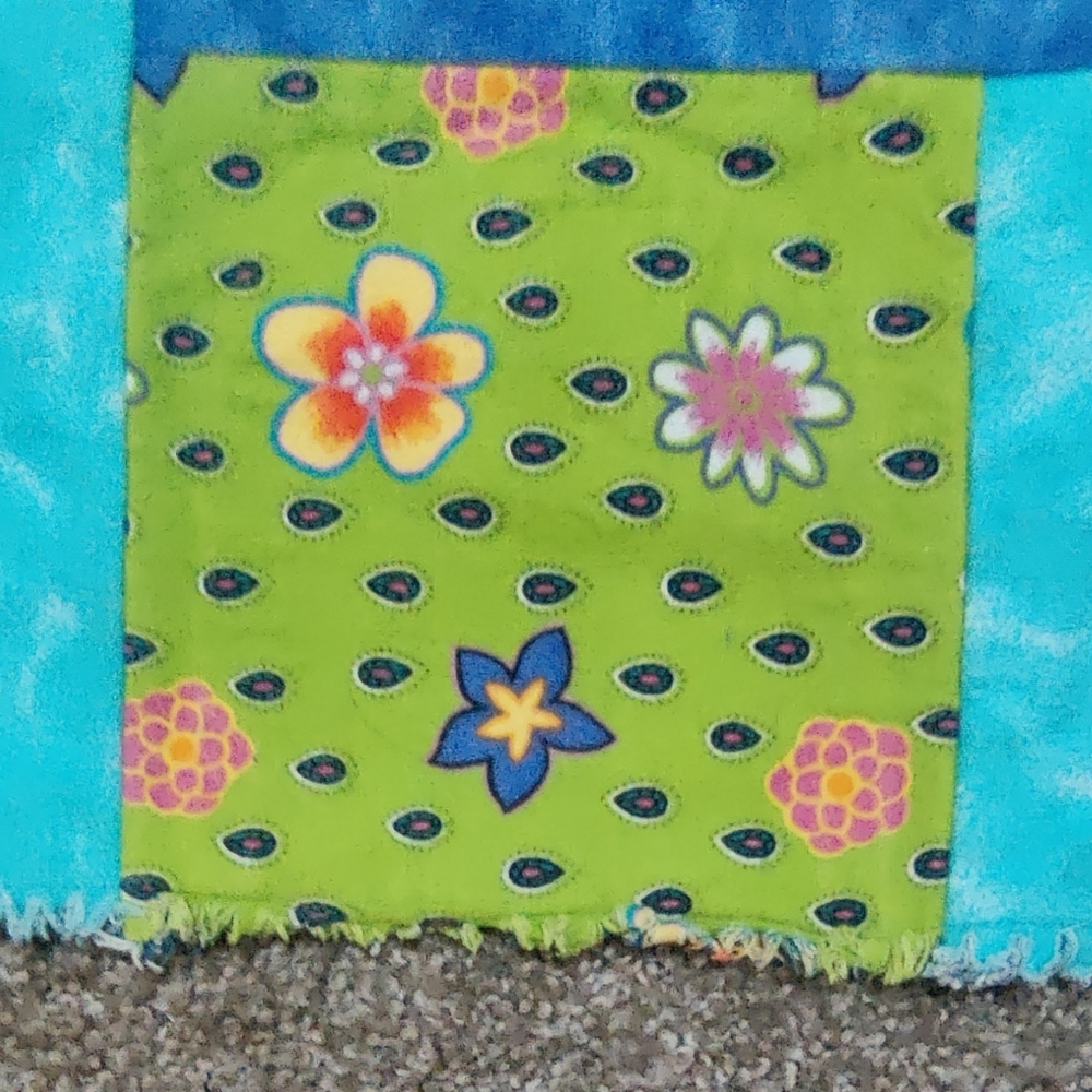 Handmade Colorful Patchwork Denim Quilt - Picture 15 of 15
